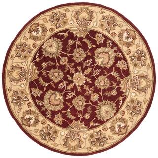 Safavieh Handmade Heritage Traditional Kerman Red/ Gold Wool Rug (3'6 Round)