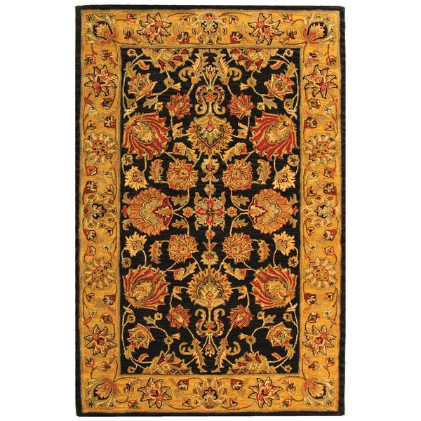Safavieh Handmade Heritage Traditional Kerman Charcoal/ Gold Wool Rug (5' x 8')