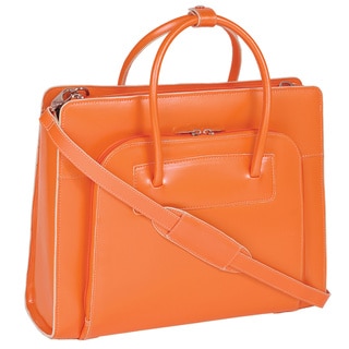 McKlein Women's Orange Lake Forest Italian Leather Laptop Tote Bag