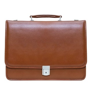 McKlein Brown Lexington Double Compartment Leather 17-inch Laptop Briefcase