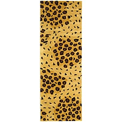 Safavieh Handmade Leopard-print Gold/ Black N. Z. Wool Runner (2'6 x 14')