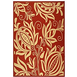 Safavieh Indoor/ Outdoor Andros Red/ Natural Rug (6'7 x 9'6)
