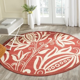 Safavieh Indoor/ Outdoor Andros Red/ Natural Rug (6'7 Round)