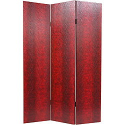 Handmade Faux Leather Red Snakeskin Double-sided Room Divider (China)