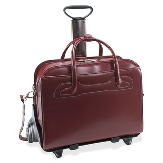 McKlein Willowbrook Red Detachable-Wheeled Rolling 17-inch Laptop Briefcase