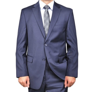 Men's Solid Navy Blue 2-button Wool Suit