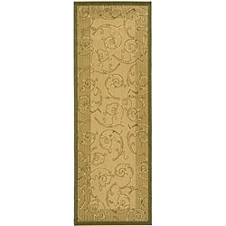 Safavieh Indoor/ Outdoor Oasis Natural/ Olive Runner (2'4 x 6'7)