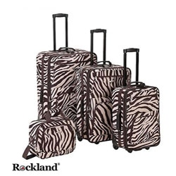 Rockland Deluxe Zebra Brown 4-piece Expandable Luggage Set
