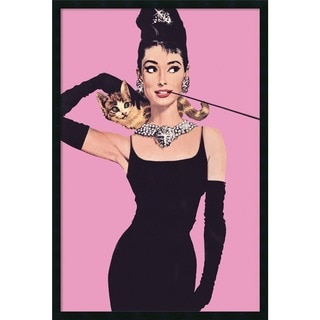 Audrey Hepburn - Pink' Framed Art Print with Gel Coated Finish
