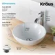 Thumbnail 8, Kraus 3-in-1 Set White Round Ceramic Vessel Sink Ramus Faucet w/ Drain. Changes active main hero.