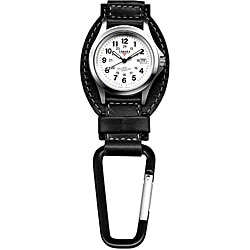 Dakota Men's Black Leather Hanger Carabiner Watch
