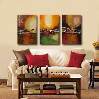 Hand-painted Oil 'Abstract' Canvas Art (Set of 3)