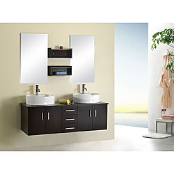 Virtu USA Enya 60-inch Double Sink Bathroom Vanity Set