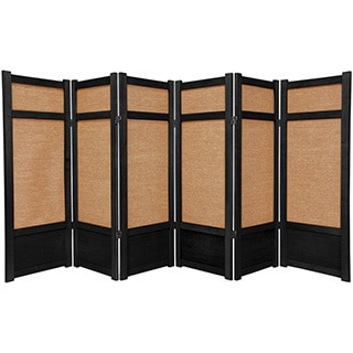 Spruce Wood and Jute 6-panel Room Divider (China)