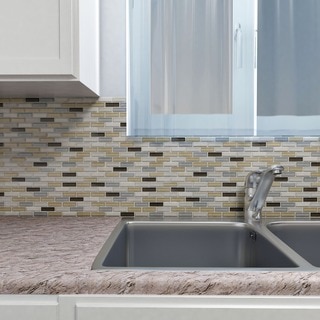 SomerTile 12x12-in Reflections Subway 5/8x2-in River Glass/Stone Mosaic Tile