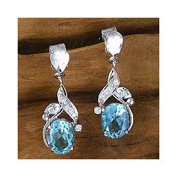 Sterling Silver Topaz 'Dazzling Dew' Dangle Earrings (India)