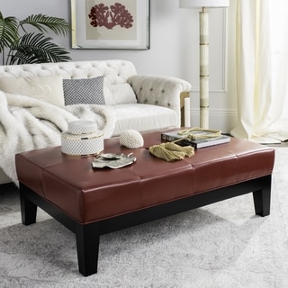 Safavieh Red Bicast Leather Cocktail Ottoman