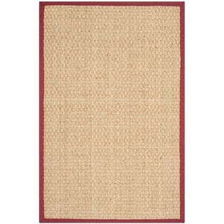 Safavieh Casual Natural Fiber Natural and Red Border Seagrass Rug (3' x 5')