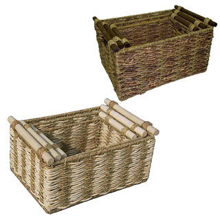 Two-tone Maize and Seagrass Storage Baskets (Set of 3)