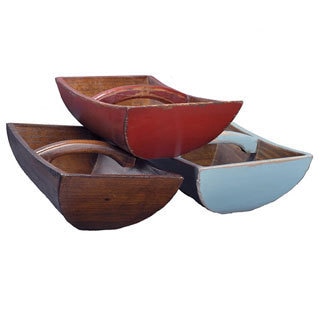 Stained Boat Tray with Handle