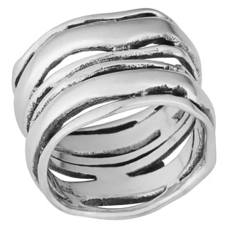Sterling Silver 'Waves' Wide Ring (Thailand)