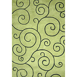 Alliyah Handmade Lime Green New Zealand Blend Wool Rug (5' x 8')
