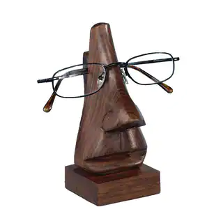 ASHA Handicrafts Handmade 6-inch Wooden Face Eyeglass Holder (India)