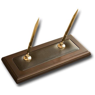 Dacasso 8000 Series Wood and Leather Double Pen Stand