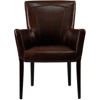 Safavieh En Vogue Dining Ken Bicast Leather Arm Chair Brown