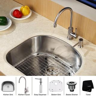 Kraus Kitchen Combo Single Steel Undermount Sink with Faucet