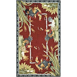 Safavieh Hand-hooked Roosters Burgundy Wool Rug (2'6 x 4')