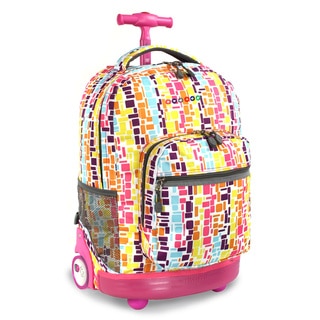 J World 'Sunrise' Squares Neon 18-inch Rolling Backpack