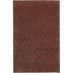 Hand-knotted Red Royal Abstract Design Wool Rug (9' x 13')