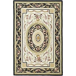 Safavieh Hand-hooked Aubusson Ivory/ Black Wool Rug (8'9 x 11'9)
