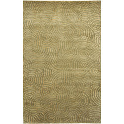 Hand-knotted Olive Royal Abstract Design Wool Rug (2 '6 x 10')