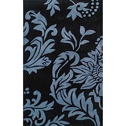 Alliyah Handmade Quill Feather Black New Zealand Blend Wool Rug (5' x 8')