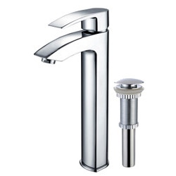 Kraus Visio Bathroom Vessel Sink Faucet with Chrome Pop-up Drain