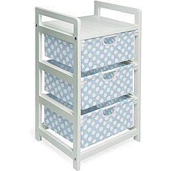 Three-drawer White with Blue Polka Dots Hamper/ Storage Unit