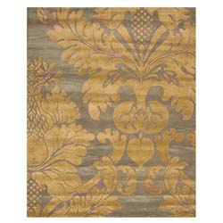 Hand-tufted Wool Blue Transitional Floral Hand-'Avalon' Blue/ Gold Rug (4' x 6')