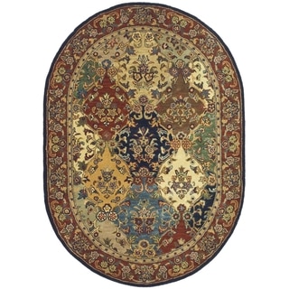 Safavieh Handmade Heritage Timeless Traditional Multicolor/ Burgundy Wool Rug (7'6 x 9'6 Oval)