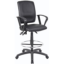 Boss LeatherPlus Multifunctional Drafting Stool with Arms