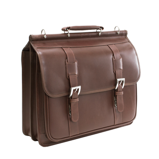 Siamod 'Signorini' Leather Double Compartment Laptop Briefcase