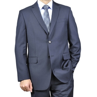 Men's Wool & Silk Blend Black 2-Button Suit
