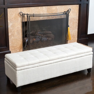 Brighton Ivory Linen Storage Ottoman by Christopher Knight Home