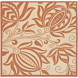 Safavieh Indoor/ Outdoor Andros Natural/ Terracotta Rug (7'10 Square)