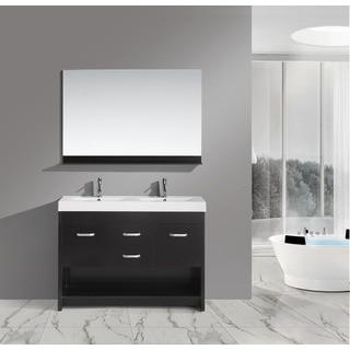 Design Element Citrius Espresso Double Sink Bathroom Vanity with Mirror