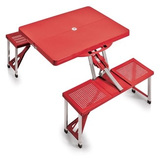 Picnic Time Red Folding Table with Seats