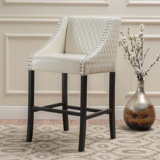 Milano 28-inch Quilted Ivory Bonded Leather 28-inch Barstool by Christopher Knight Home