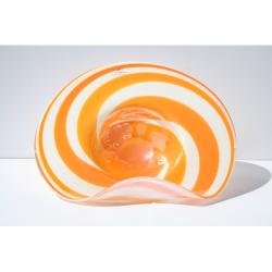Hand-blown Glass Decorative Creamsicle Dish
