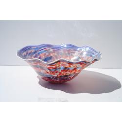 Hand-blown Blue/ Red Glass Dish